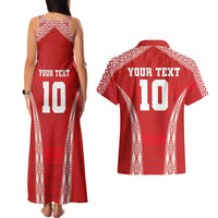 Custom Tonga Pacific Rugby 2024 Couples Matching Tank Maxi Dress and Hawaiian Shirt Ngatu Tribal Pattern LT03 - Polynesian Pride
