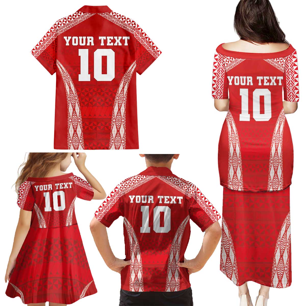 Custom Tonga Pacific Rugby 2024 Family Matching Puletasi and Hawaiian Shirt Ngatu Tribal Pattern LT03 - Polynesian Pride