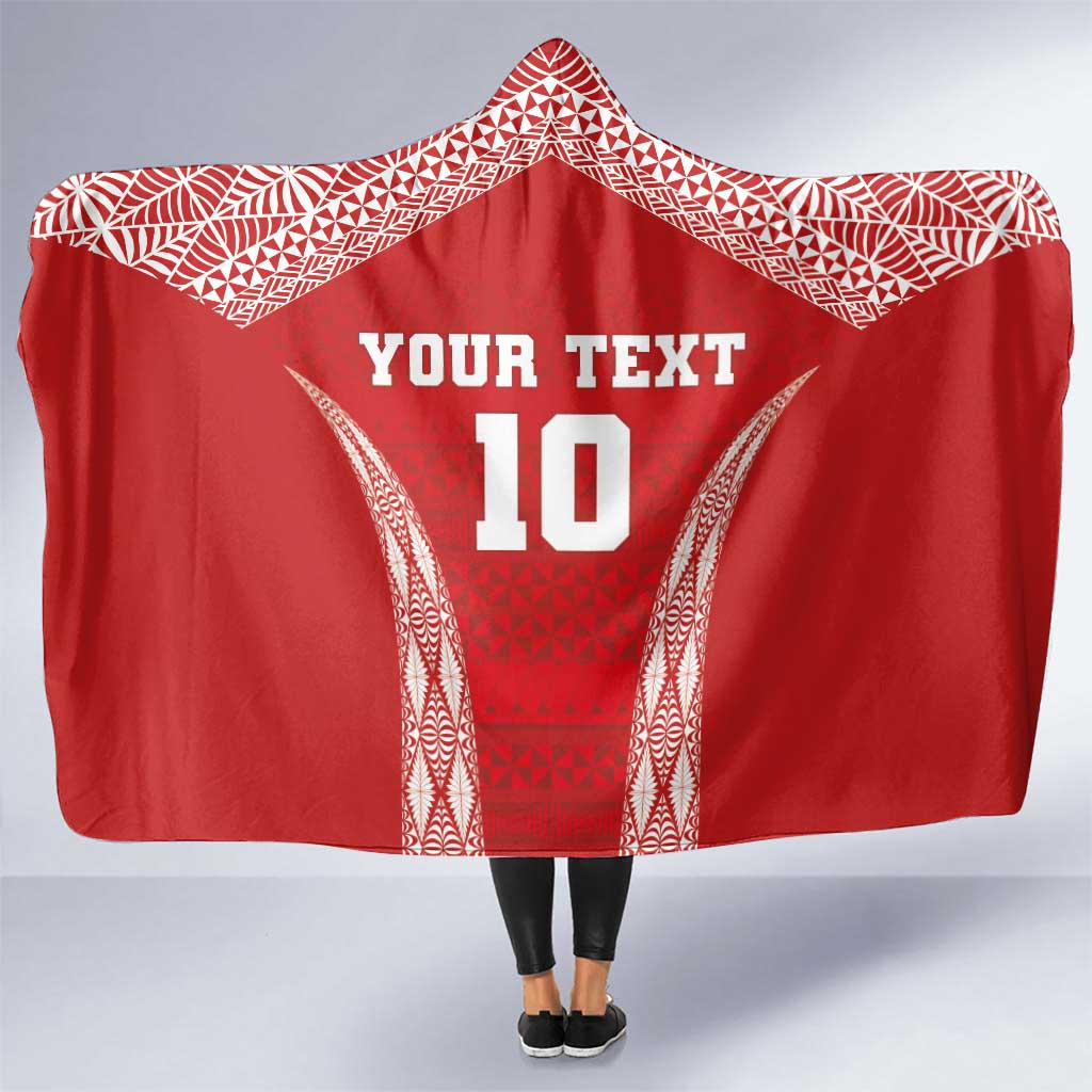 Custom Tonga Pacific Rugby 2024 Hooded Blanket Ngatu Tribal Pattern LT03 One Size Red - Polynesian Pride