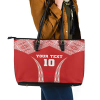 Custom Tonga Pacific Rugby 2024 Leather Tote Bag Ngatu Tribal Pattern LT03 - Polynesian Pride