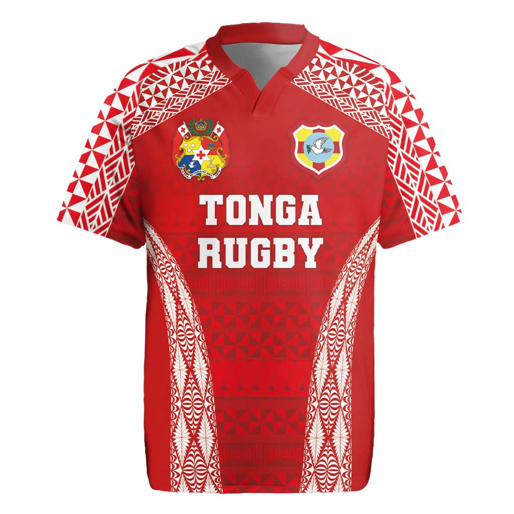 Custom Tonga Pacific Rugby 2024 Rugby Jersey Ngatu Tribal Pattern LT03 Red - Polynesian Pride