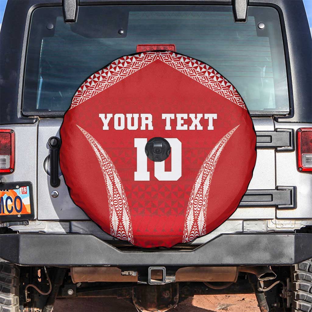 Custom Tonga Pacific Rugby 2024 Spare Tire Cover Ngatu Tribal Pattern LT03 Red - Polynesian Pride
