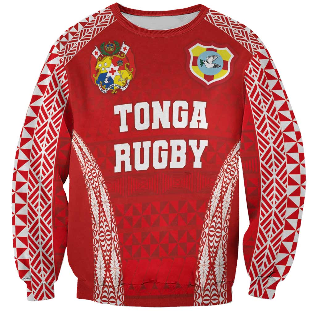 Custom Tonga Pacific Rugby 2024 Sweatshirt Ngatu Tribal Pattern LT03 Unisex Red - Polynesian Pride
