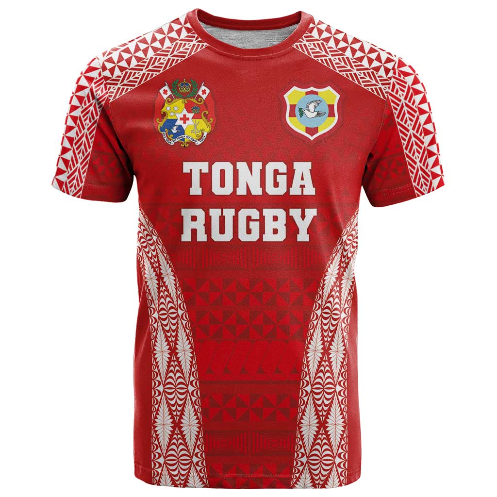 Custom Tonga Pacific Rugby 2024 T Shirt Ngatu Tribal Pattern