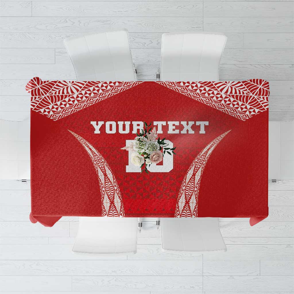 Custom Tonga Pacific Rugby 2024 Tablecloth Ngatu Tribal Pattern LT03 Red - Polynesian Pride