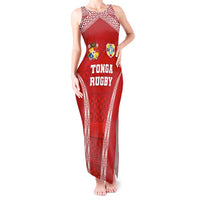 Custom Tonga Pacific Rugby 2024 Tank Maxi Dress Ngatu Tribal Pattern LT03 Women Red - Polynesian Pride