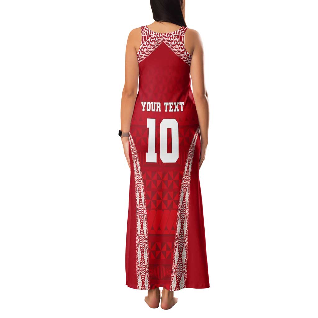 Custom Tonga Pacific Rugby 2024 Tank Maxi Dress Ngatu Tribal Pattern LT03 - Polynesian Pride