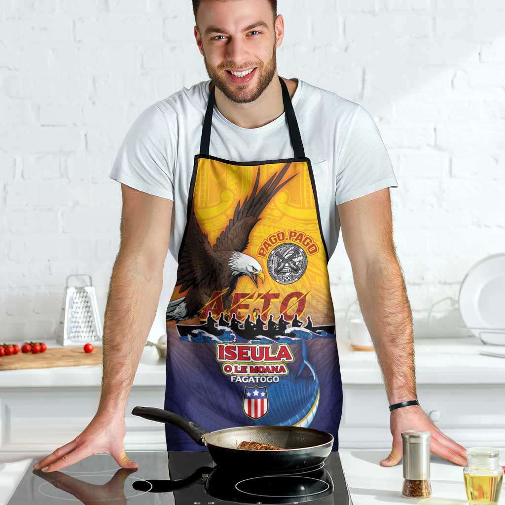 American Samoa Fautasi Apron Bald Eage and Sailfish with Kakau Motifs - Polynesian Pride