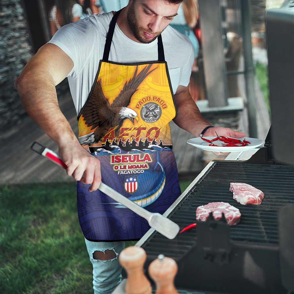 American Samoa Fautasi Apron Bald Eage and Sailfish with Kakau Motifs - Polynesian Pride