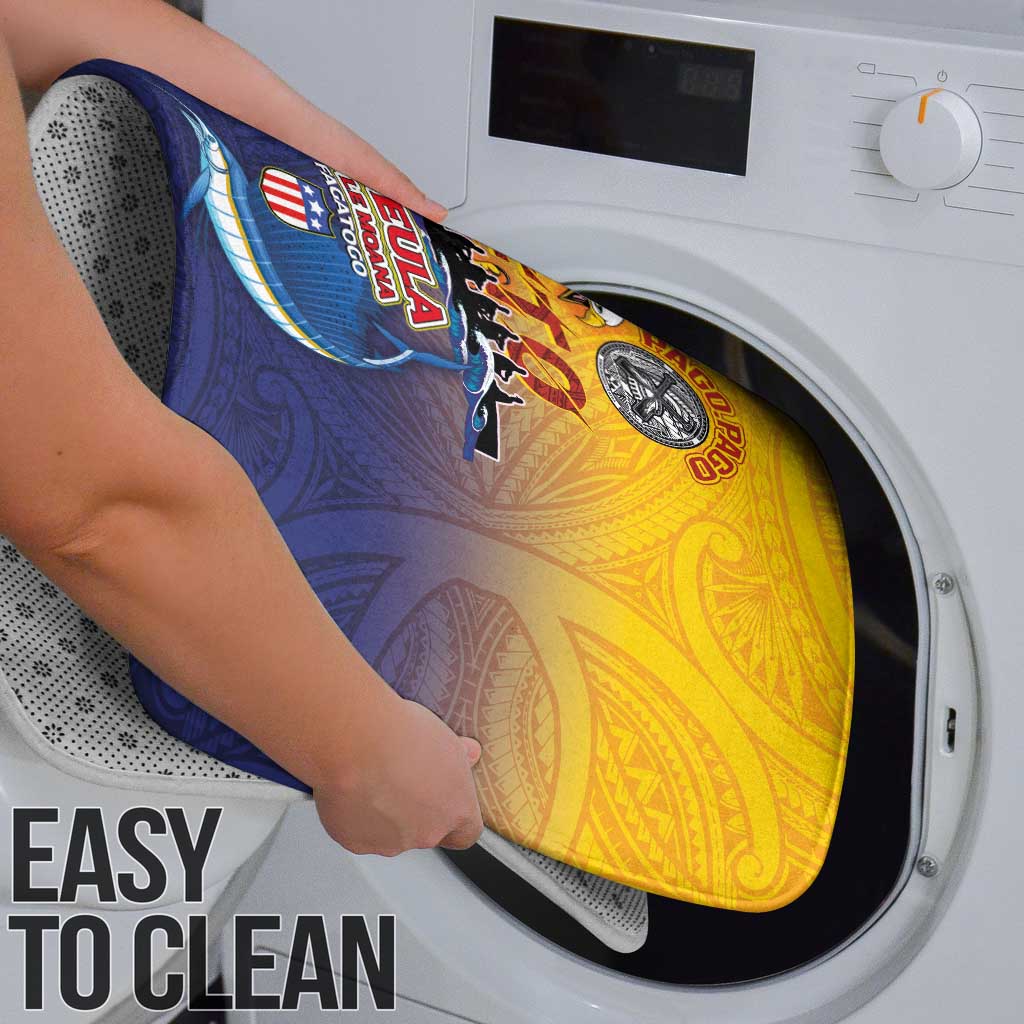 American Samoa Fautasi Bathroom Set Bald Eage and Sailfish with Kakau Motifs - Polynesian Pride