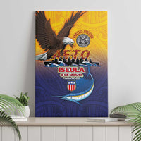American Samoa Fautasi Canvas Wall Art Bald Eage and Sailfish with Kakau Motifs - Polynesian Pride