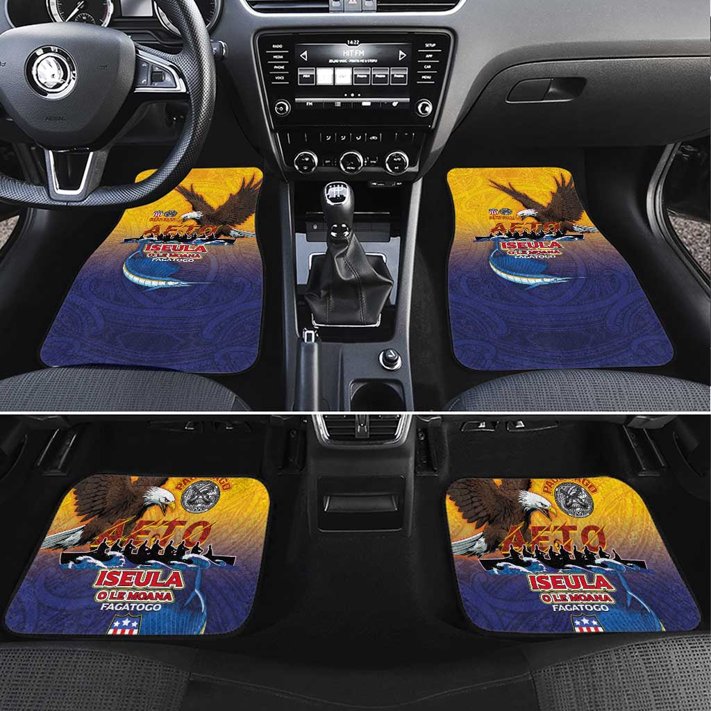 American Samoa Fautasi Car Mats Bald Eage and Sailfish with Kakau Motifs - Polynesian Pride