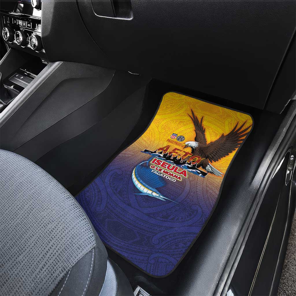 American Samoa Fautasi Car Mats Bald Eage and Sailfish with Kakau Motifs - Polynesian Pride