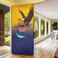 American Samoa Fautasi Door Cover Bald Eage and Sailfish with Kakau Motifs - Polynesian Pride