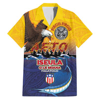 American Samoa Fautasi Family Matching Mermaid Dress and Hawaiian Shirt Bald Eage and Sailfish with Kakau Motifs - Polynesian Pride
