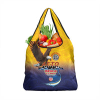 American Samoa Fautasi Grocery Bag Bald Eage and Sailfish with Kakau Motifs - Polynesian Pride