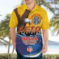 American Samoa Fautasi Hawaiian Shirt Bald Eage and Sailfish with Kakau Motifs - Polynesian Pride