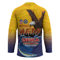 American Samoa Fautasi Hockey Jersey Bald Eage and Sailfish with Kakau Motifs - Polynesian Pride