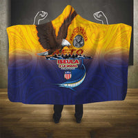American Samoa Fautasi Hooded Blanket Bald Eage and Sailfish with Kakau Motifs - Polynesian Pride