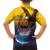 American Samoa Fautasi Kid Hawaiian Shirt Bald Eage and Sailfish with Kakau Motifs - Polynesian Pride