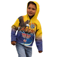 American Samoa Fautasi Kid Hoodie Bald Eage and Sailfish with Kakau Motifs - Polynesian Pride