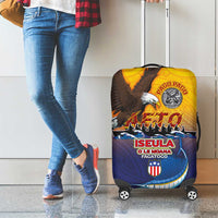 American Samoa Fautasi Luggage Cover Bald Eage and Sailfish with Kakau Motifs - Polynesian Pride