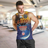 American Samoa Fautasi Men Tank Top Bald Eage and Sailfish with Kakau Motifs - Polynesian Pride