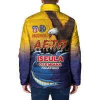American Samoa Fautasi Padded Jacket Bald Eage and Sailfish with Kakau Motifs - Polynesian Pride