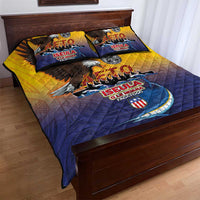 American Samoa Fautasi Quilt Bed Set Bald Eage and Sailfish with Kakau Motifs - Polynesian Pride