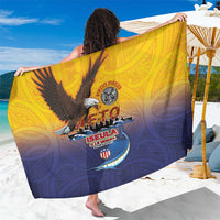 American Samoa Fautasi Sarong Bald Eage and Sailfish with Kakau Motifs - Polynesian Pride