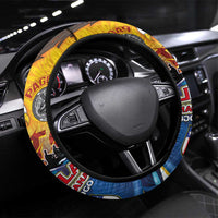 American Samoa Fautasi Steering Wheel Cover Bald Eage and Sailfish with Kakau Motifs - Polynesian Pride