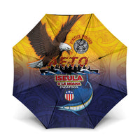 American Samoa Fautasi Umbrella Bald Eage and Sailfish with Kakau Motifs - Polynesian Pride