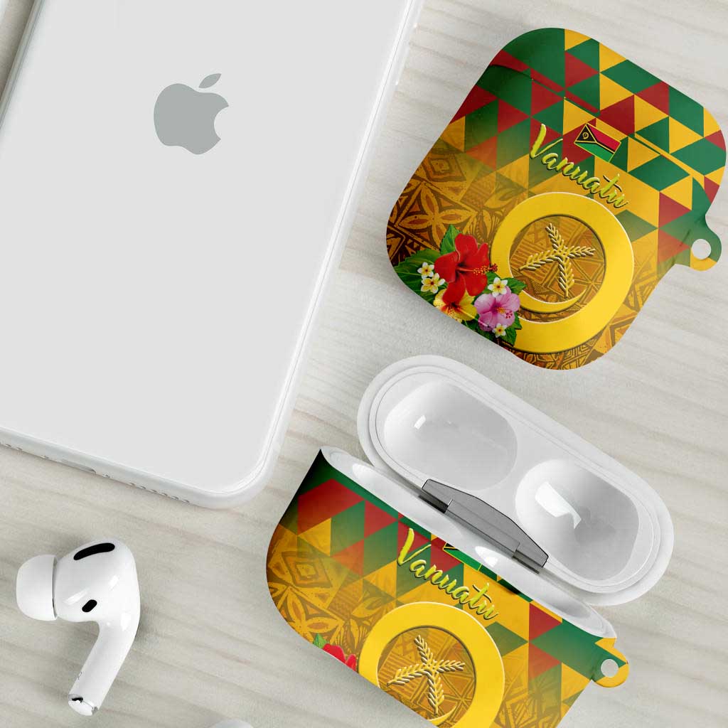 Melanesian Vanuatu AirPods Case With Tapa Tribal Pattern and Triangle Geometric Tricolor LT03 - Polynesian Pride