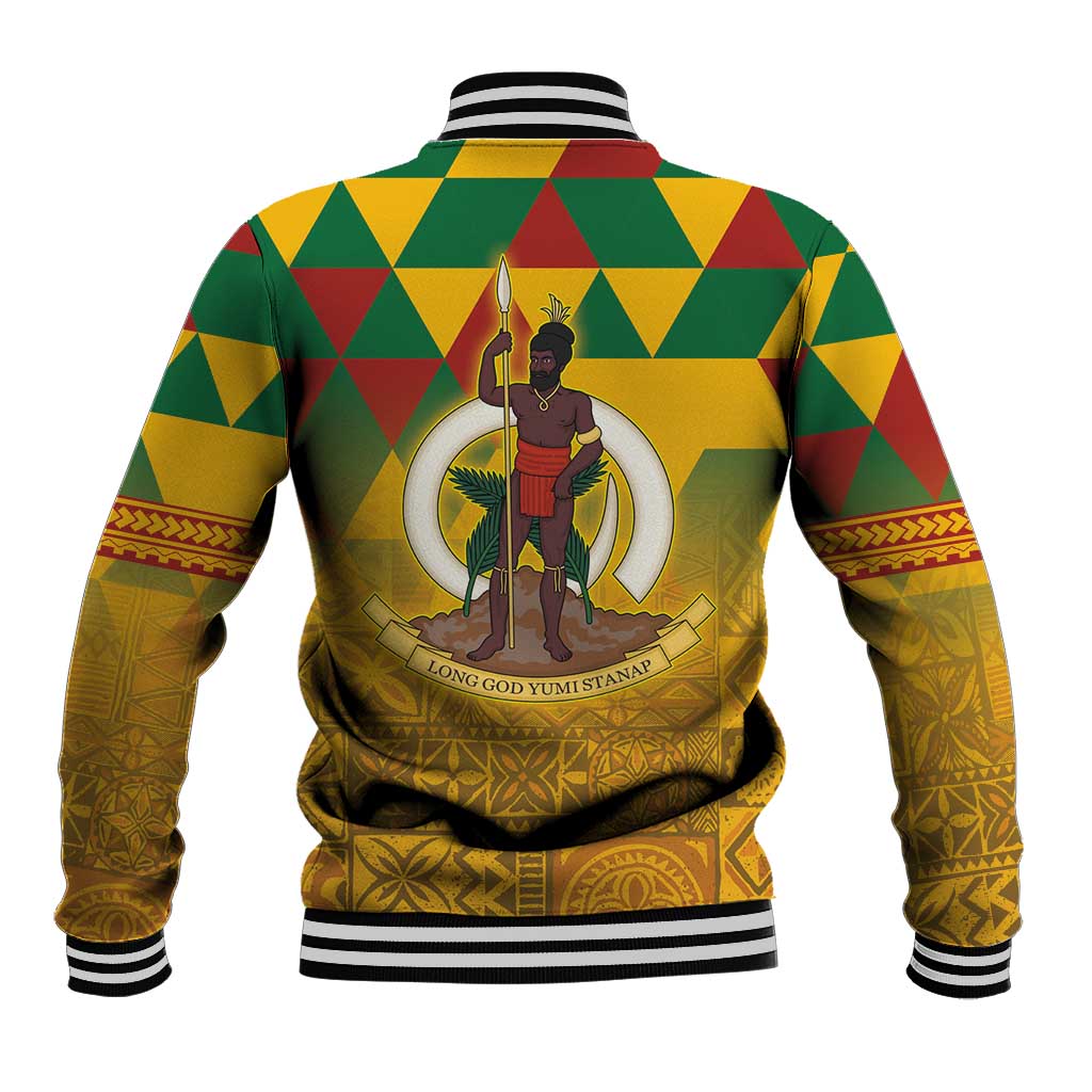 Melanesian Vanuatu Baseball Jacket With Tapa Tribal Pattern and Triangle Geometric Tricolor LT03 - Polynesian Pride