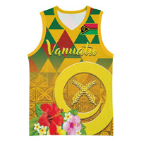 Melanesian Vanuatu Basketball Jersey With Tapa Tribal Pattern and Triangle Geometric Tricolor LT03 Unisex Yellow - Polynesian Pride