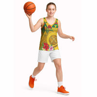 Melanesian Vanuatu Basketball Jersey With Tapa Tribal Pattern and Triangle Geometric Tricolor LT03 - Polynesian Pride