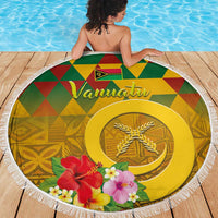Melanesian Vanuatu Beach Blanket With Tapa Tribal Pattern and Triangle Geometric Tricolor LT03 - Polynesian Pride