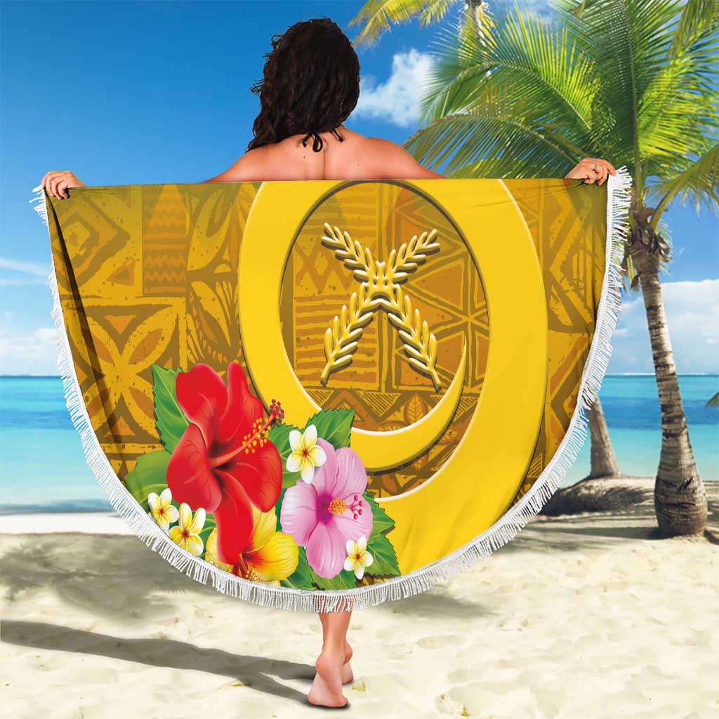 Melanesian Vanuatu Beach Blanket With Tapa Tribal Pattern and Triangle Geometric Tricolor LT03 - Polynesian Pride