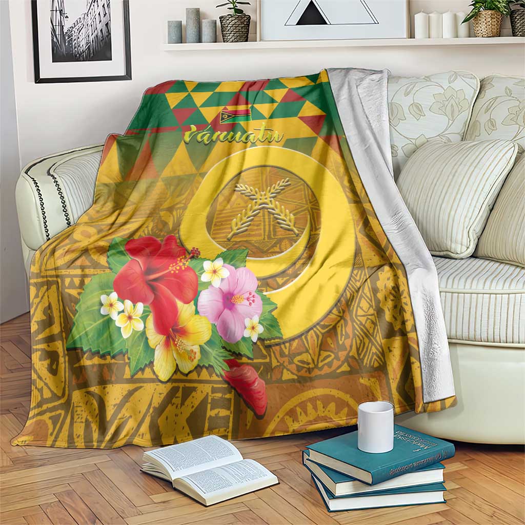 Melanesian Vanuatu Blanket With Tapa Tribal Pattern and Triangle Geometric Tricolor - Polynesian Pride