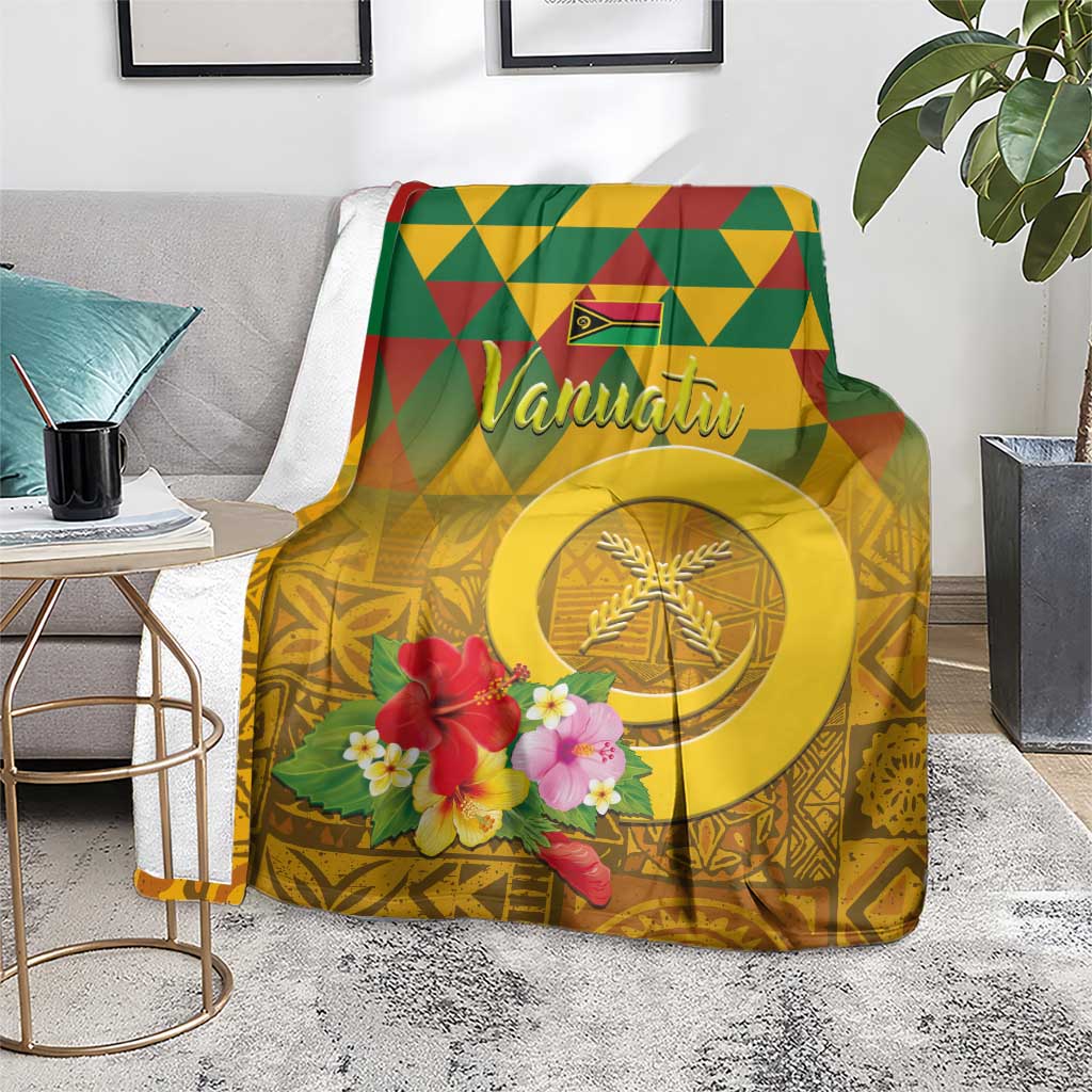 Melanesian Vanuatu Blanket With Tapa Tribal Pattern and Triangle Geometric Tricolor - Polynesian Pride