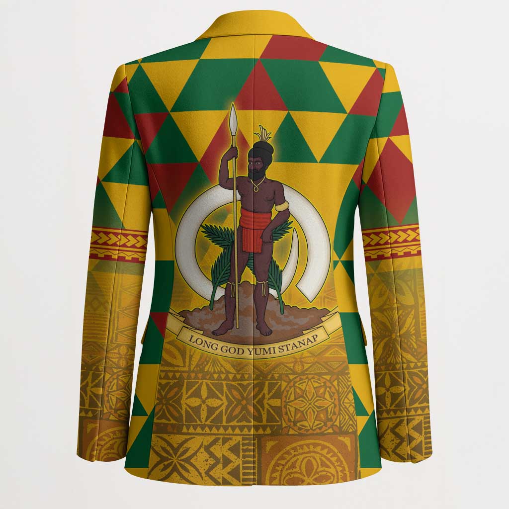 Melanesian Vanuatu Blazer With Tapa Tribal Pattern and Triangle Geometric Tricolor LT03 - Polynesian Pride