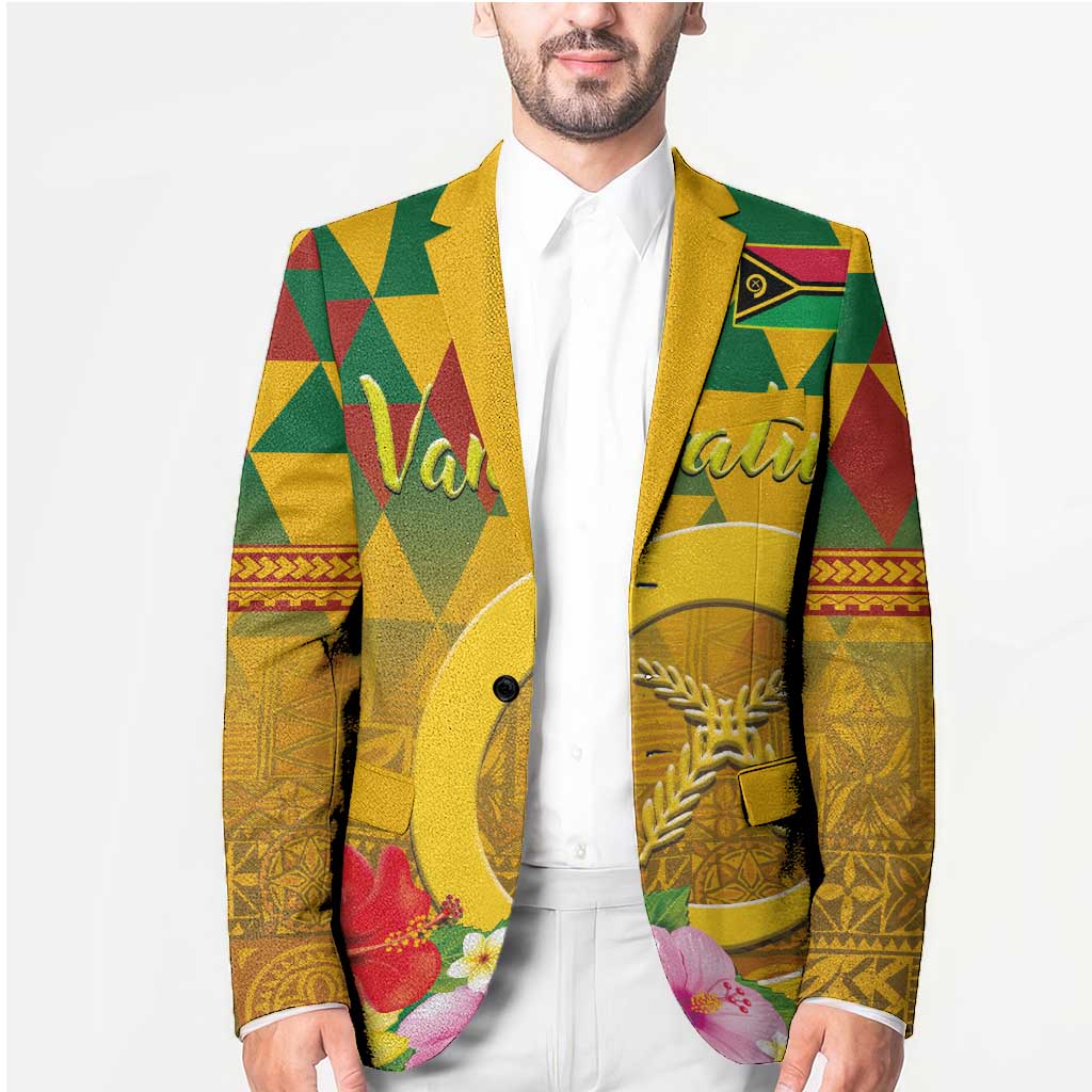 Melanesian Vanuatu Blazer With Tapa Tribal Pattern and Triangle Geometric Tricolor LT03 - Polynesian Pride