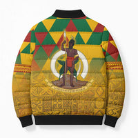 Melanesian Vanuatu Bomber Puffer Jacket With Tapa Tribal Pattern and Triangle Geometric Tricolor LT03 - Polynesian Pride