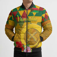 Melanesian Vanuatu Bomber Puffer Jacket With Tapa Tribal Pattern and Triangle Geometric Tricolor LT03 - Polynesian Pride