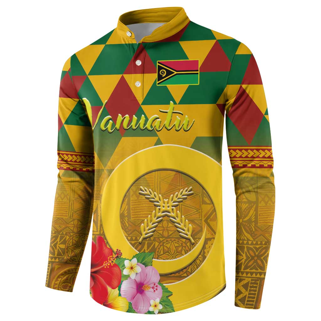 Melanesian Vanuatu Button Sweatshirt With Tapa Tribal Pattern and Triangle Geometric Tricolor LT03 - Polynesian Pride