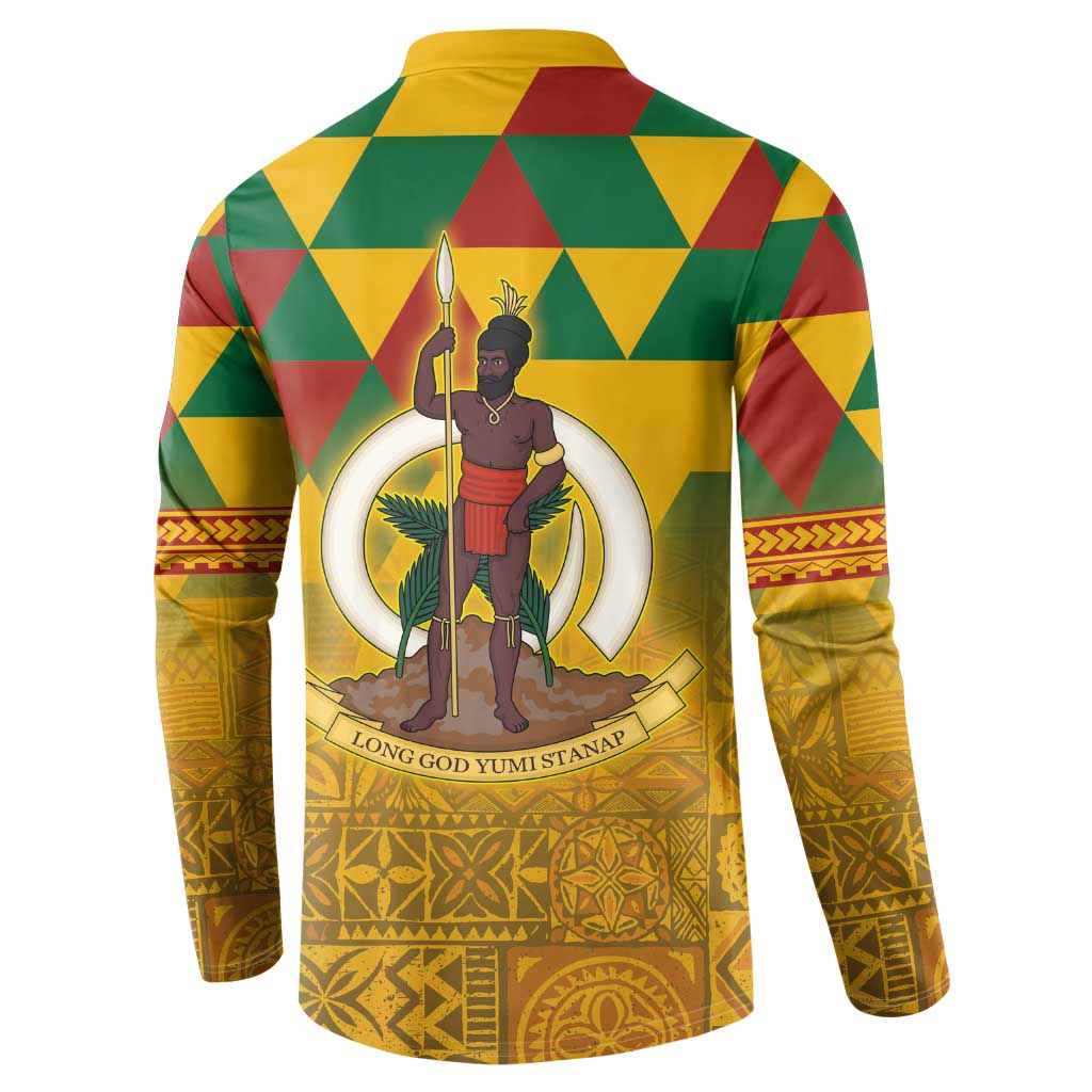 Melanesian Vanuatu Button Sweatshirt With Tapa Tribal Pattern and Triangle Geometric Tricolor LT03 - Polynesian Pride