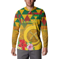 Melanesian Vanuatu Button Sweatshirt With Tapa Tribal Pattern and Triangle Geometric Tricolor LT03 - Polynesian Pride