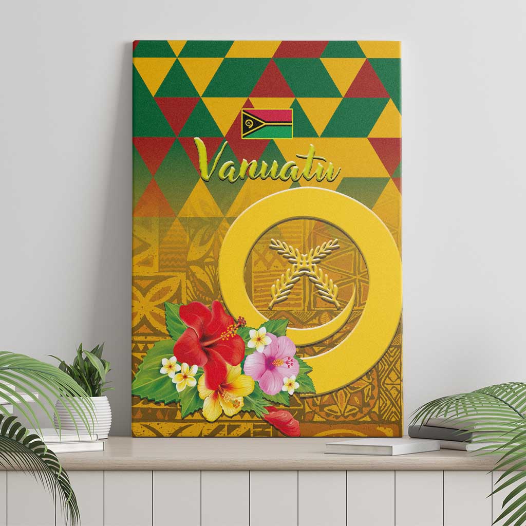 Melanesian Vanuatu Canvas Wall Art With Tapa Tribal Pattern and Triangle Geometric Tricolor LT03 - Polynesian Pride