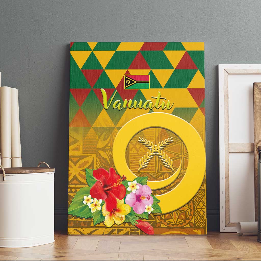 Melanesian Vanuatu Canvas Wall Art With Tapa Tribal Pattern and Triangle Geometric Tricolor LT03 - Polynesian Pride