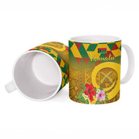 Melanesian Vanuatu Ceramic Mug With Tapa Tribal Pattern and Triangle Geometric Tricolor LT03 - Polynesian Pride
